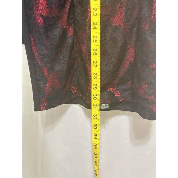 Chocolate Black Embroidered On Red Mesh Neckline & Arms Vampire Gothic - Picture 4 of 11